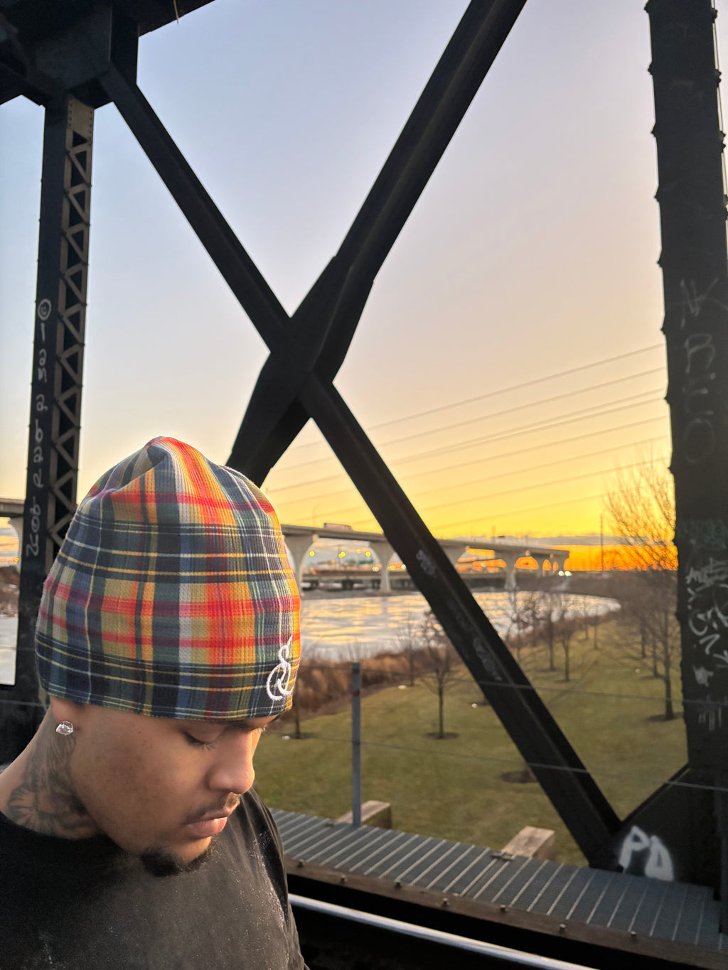 STAYSAFE plaid beanie